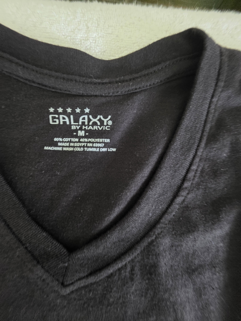 Galaxy By Harvic Men’s Black V-Neck Tee - Solid Black - Picture 3 of 6